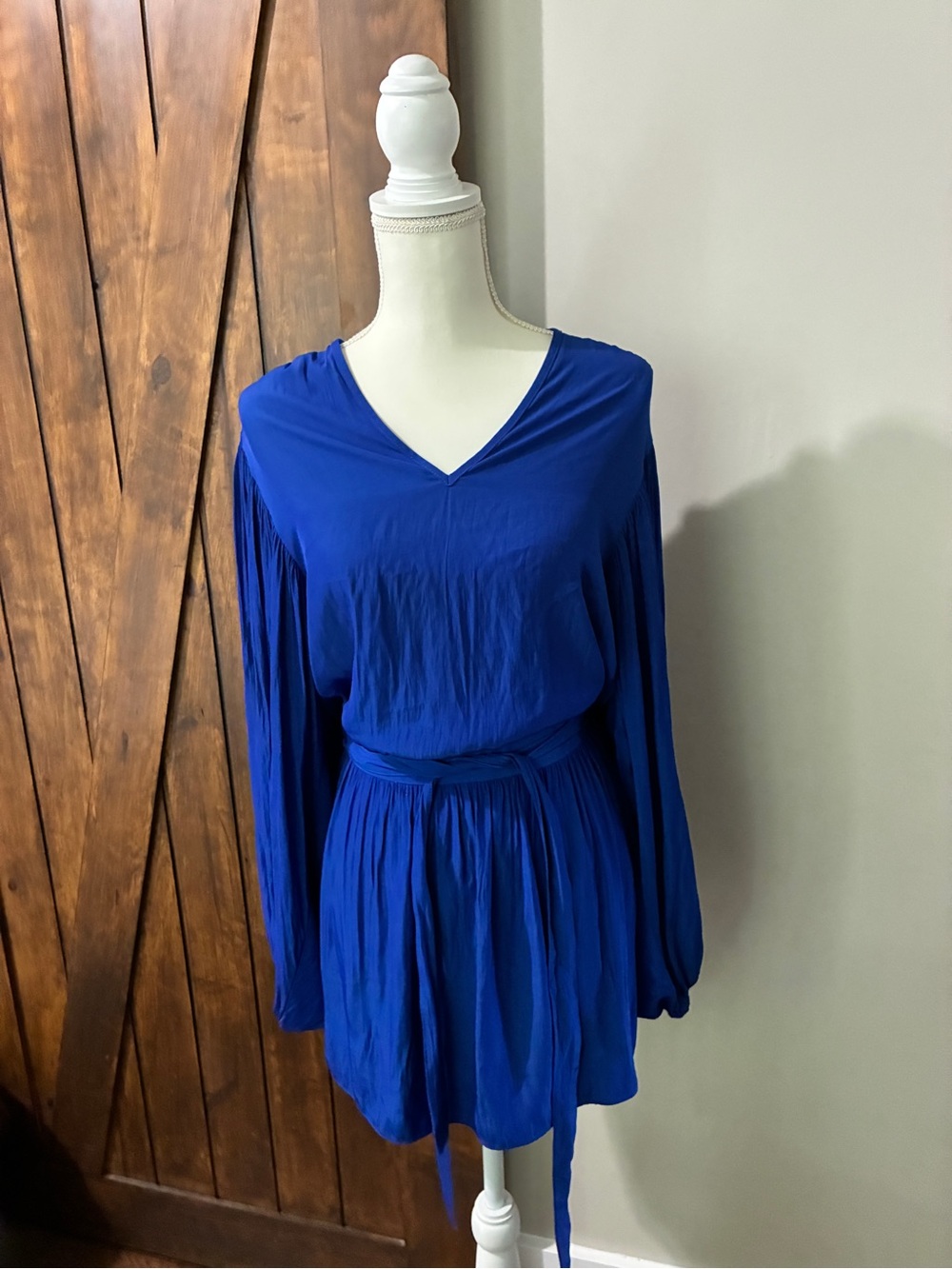 Ramy Brook Ryann Balloon-Sleeve Mini Dress Cobalt Blue Women's Size P Luxe Chic